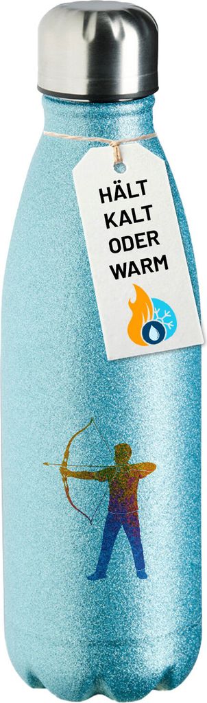Huuraa Trinkflasche Bogenschießen bunte Silhouette 500ml Blue Edelstahl Wasserflasche Trinkflasche Geschenkidee