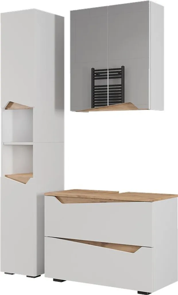Aménagement salle de bain complète blanc Vicco Marelle avec meuble mural