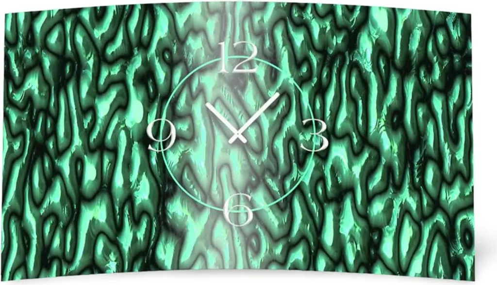 Horloge Murale sans Bruit Verte en Verre Finition Pierre Anti-Stress
