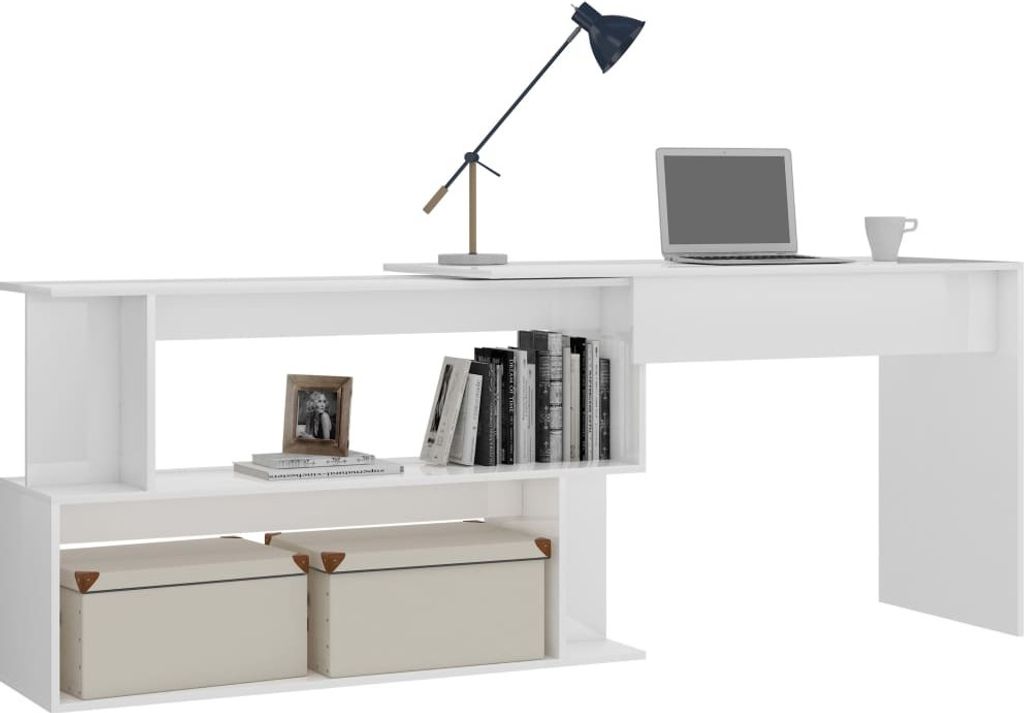 "im Sonderangebot"Eckschreibtisch/Büro-Möbel - CLORIS - PC Tisch moderner - Hochglanz-Weiß 200x50x76 cm Holzwerkstoff - DEMöbel7211098
