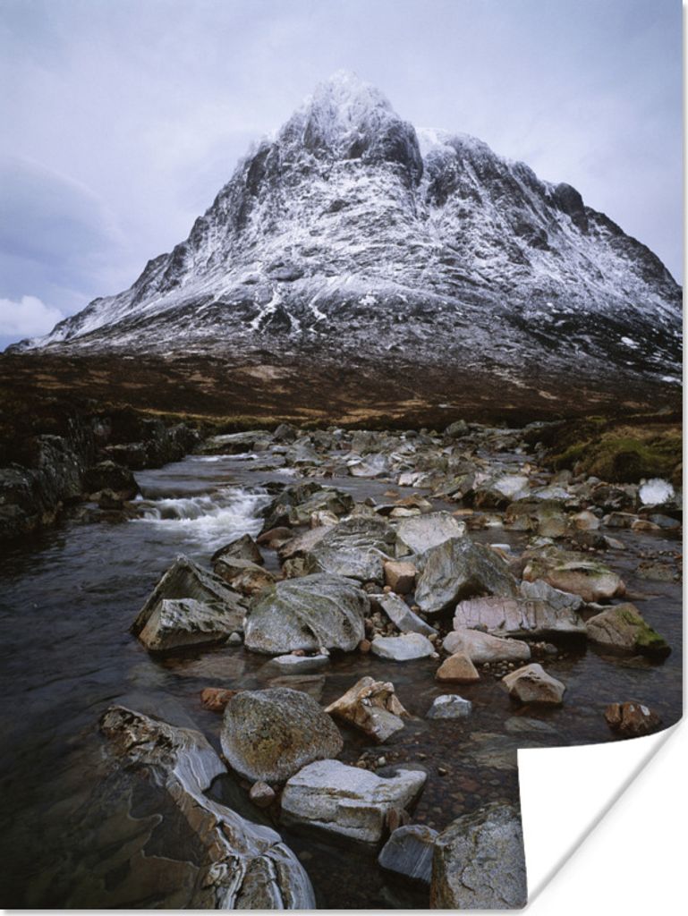 MuchoWow Poster Winterliche Berglandschaft und schöne Flussfelsen in Glen Coe 30x40 cm - Wandplakat - Poster Kinderzimmer