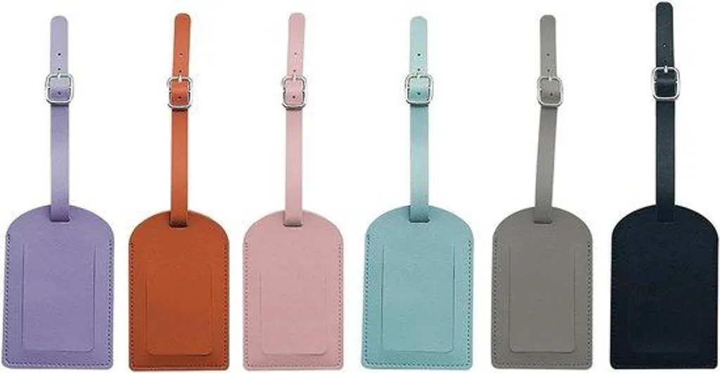 Accessoires de voyage : 6 étiquettes sacs cuir avec sangle et protection