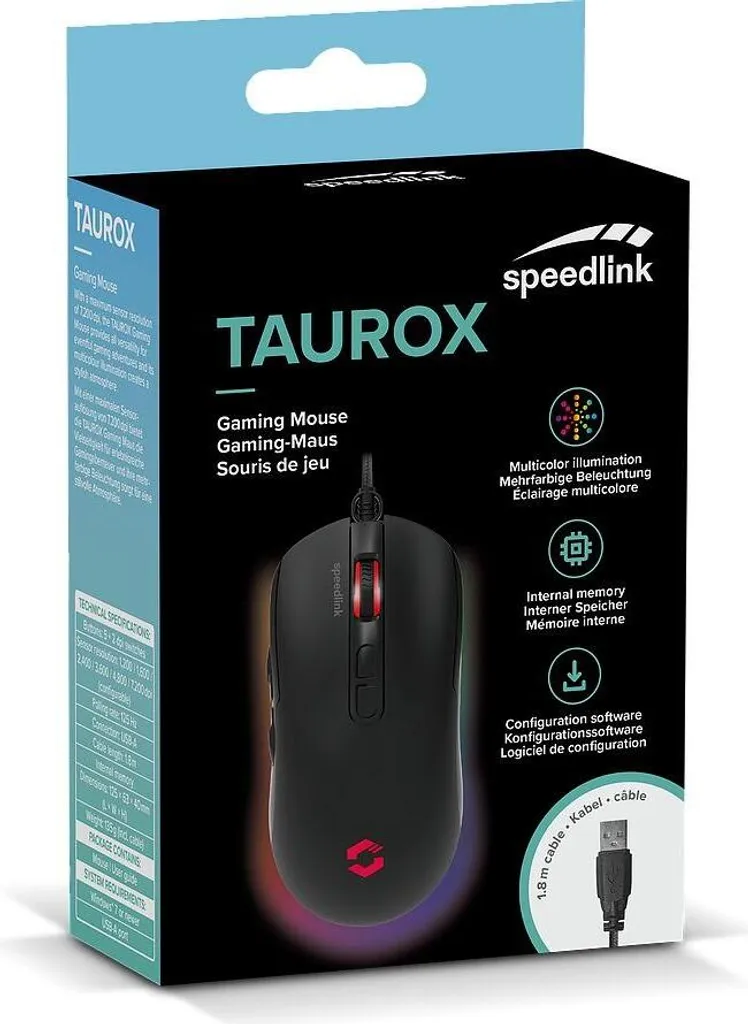 Souris de jeu optique haute réactivité 7200 DPI Speedlink noir