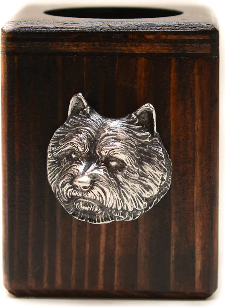 Norwich Terrier - portacandele in legno con cane, ricordo unico dopo la perdita del cane, opera artigianale del marchio Art-Dog