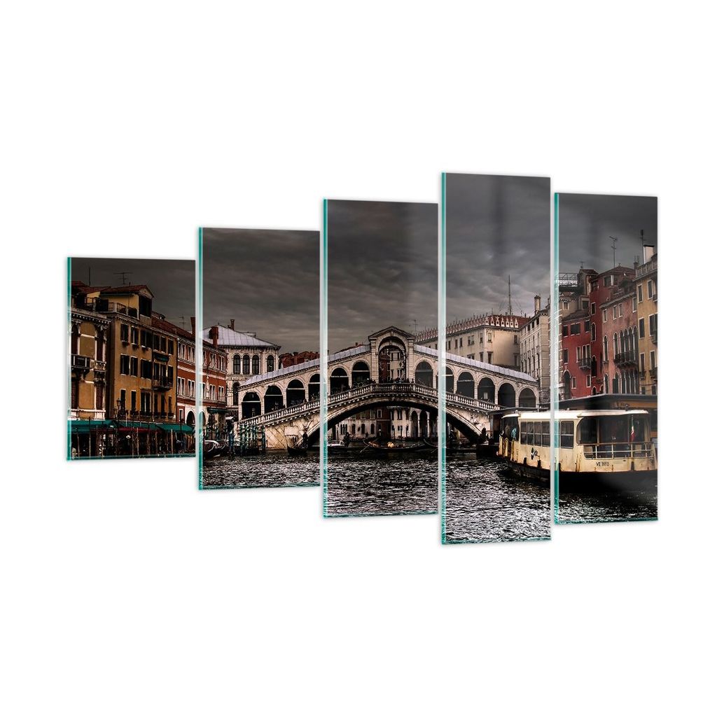 Bilder auf glas - Venedig Brücke Wasser Stadthäuser - 100x60cm - Glasbilder - Wandbilder - Kunstdruck - Wanddekoration aus Glas - Glas Bilder - W...