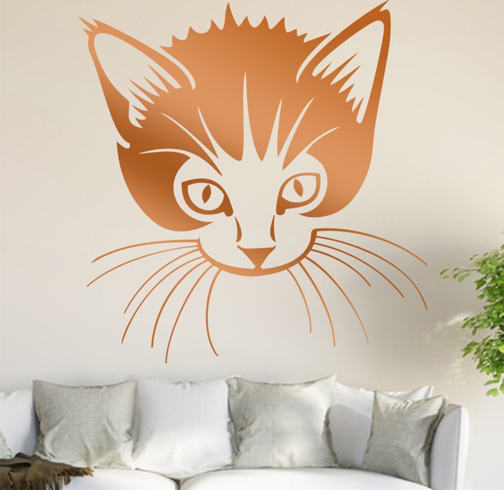Katze Wandtattoo in 6 Größen - Wandaufkleber Wall Sticker - Dekoration, Küche, Wohnzimmer, Schlafzimmer, Badezimmer