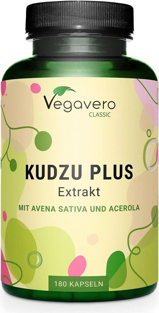 Vegavero Kudzu Plus | 180 Kapseln | mit Haferkraut und Produktbild 