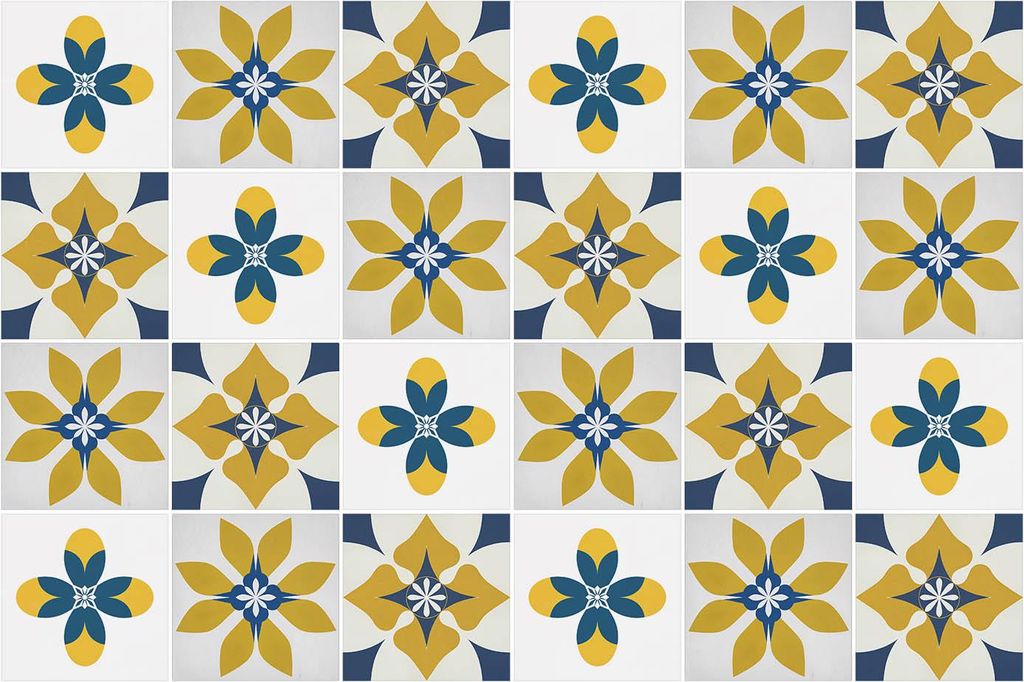 Fliesenaufkleber 10×10 cm – 24 Stück – Selbstklebend – Wasserfest – Pflegeleicht – Hitzebeständig – Für Küche & Bad – Blumenmosaik