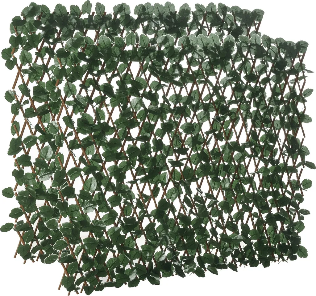 Brise-vue feuilles artificielles en PE treillis bois ajustable Outsunny