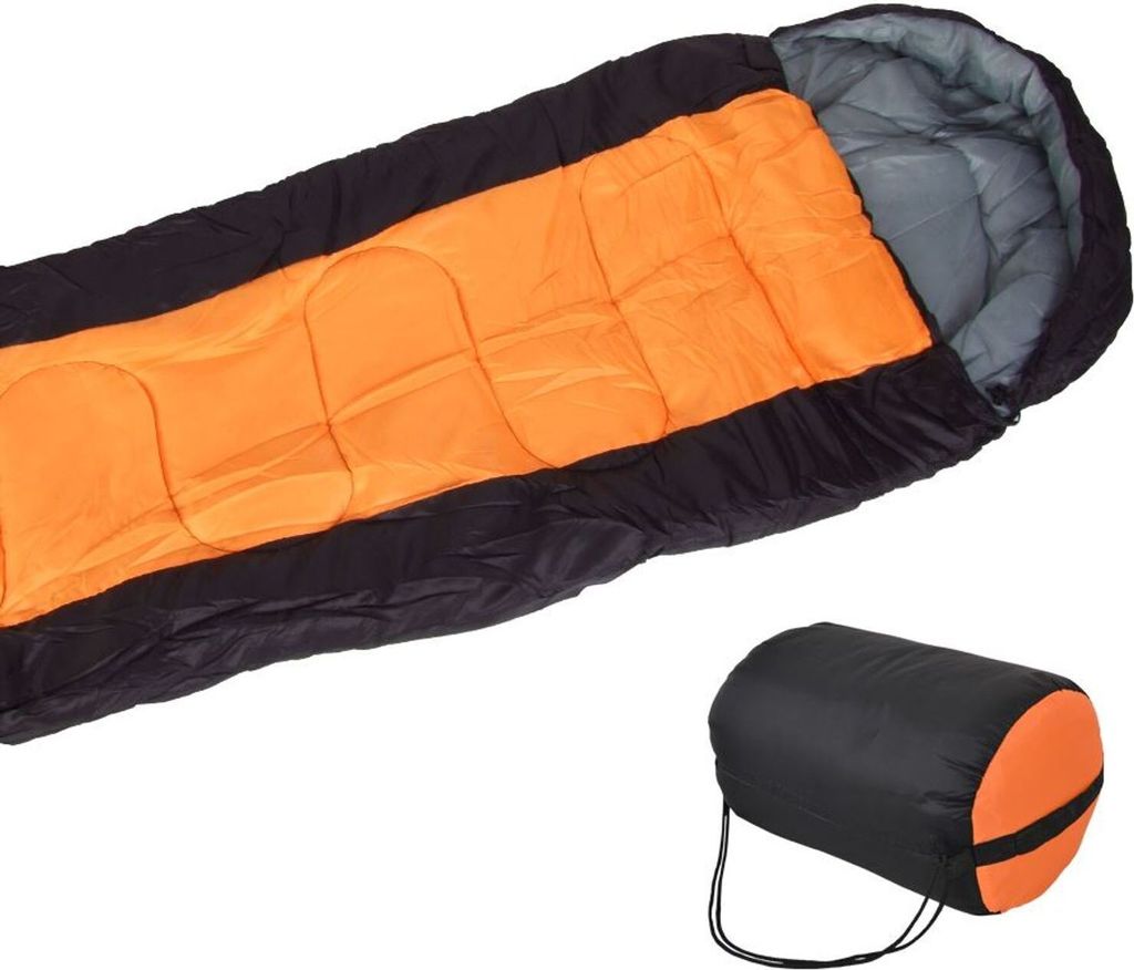Schlafsack mit Tasche Mumienschlafsack Deckenschlafsack Camping Zelten Outdoor, Farbe:orange