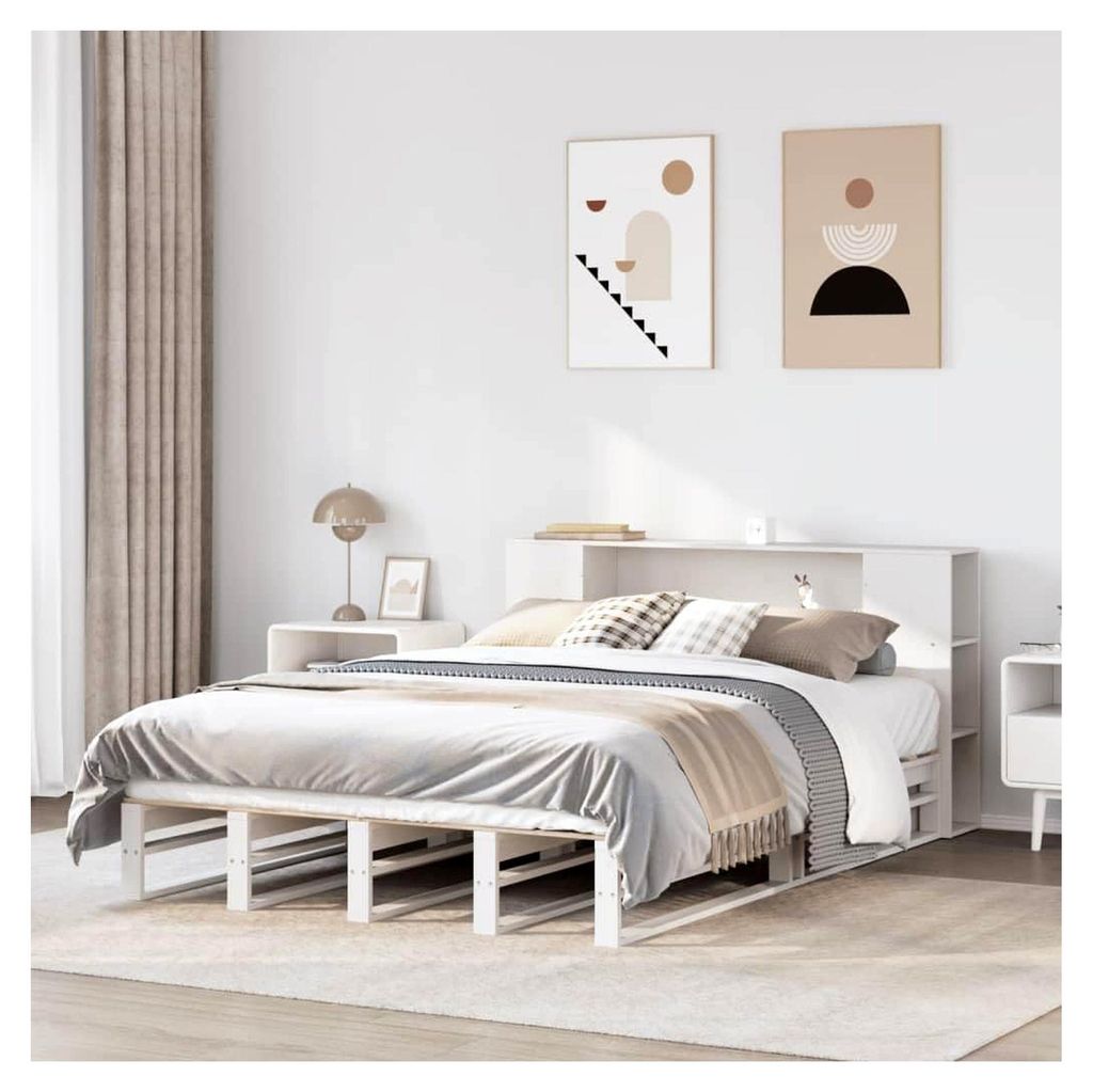 Bett ohne Matratze Weiß 120x200 cm aus massivem Kiefernholz