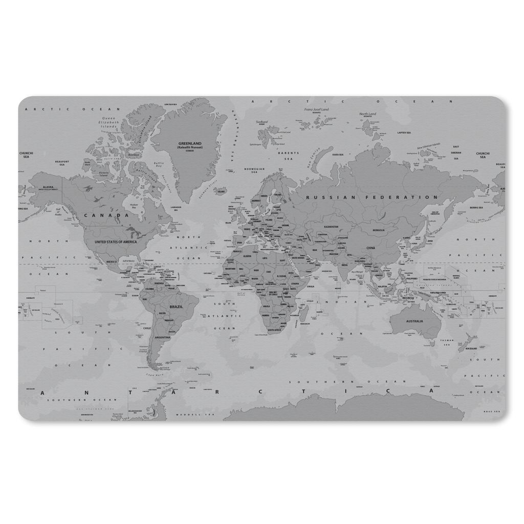 MuchoWow Mauspad Mousepad Abstrakte Weltkarte mit Schatten - schwarz und weiß 27x18 cm - Mousepads - Maus Mat - Pad - Mausunterlage - Büroartik...