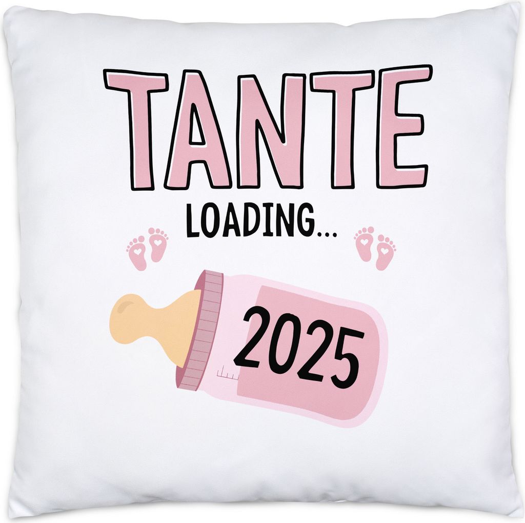 Tante Loading 2025 Kissen Mit Füllung Geschenk Werdende Tante Babynews mit Ladebalken Schwangerschaft Geschenkidee