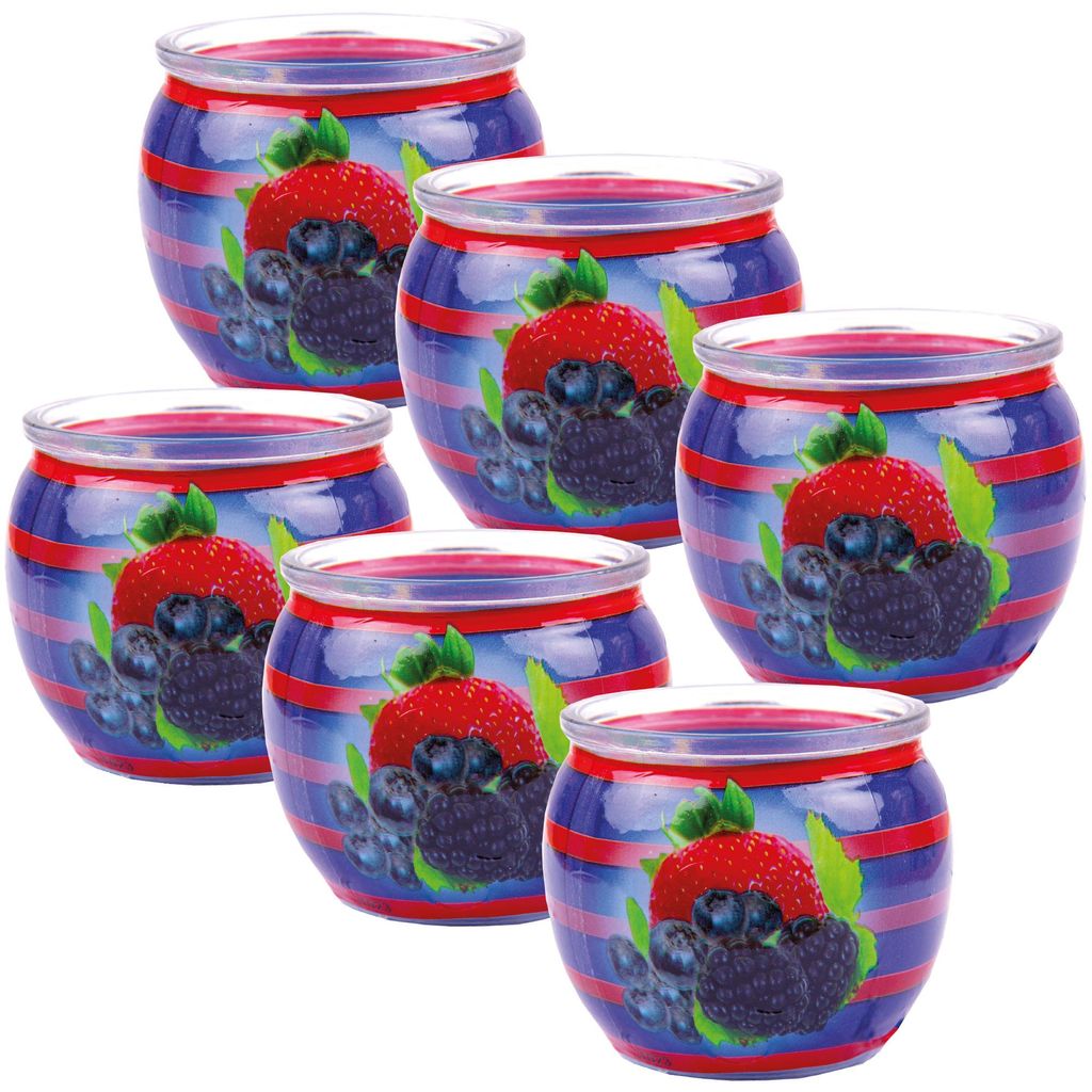 Geurkaarsen set van 6 stuks in een glazen pot, met een Productafbeelding 