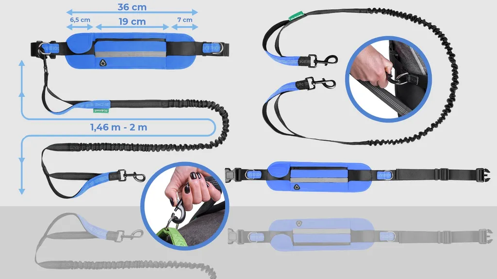 Fini les Secousses : Ceinture Laisse Mains Libres pour Chien Bleu