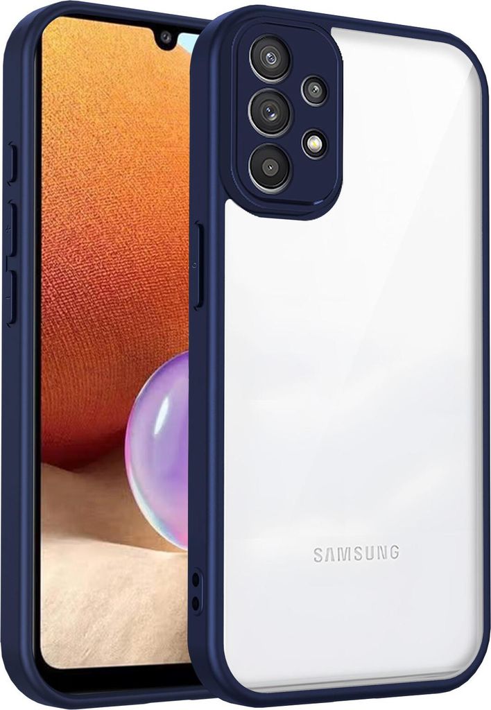 Hülle für Samsung Galaxy A32 4G Transparente Rückseite TPU Bumper Stoßfest Handyhülle Blau