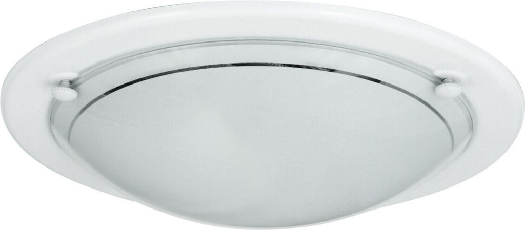 A white ceiling light fixture with a dome-shaped diffuser.