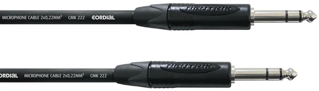 Câble Audio Symétrique Jack 6.35mm TRS Cordial CPM 10 VV Longueur 10m