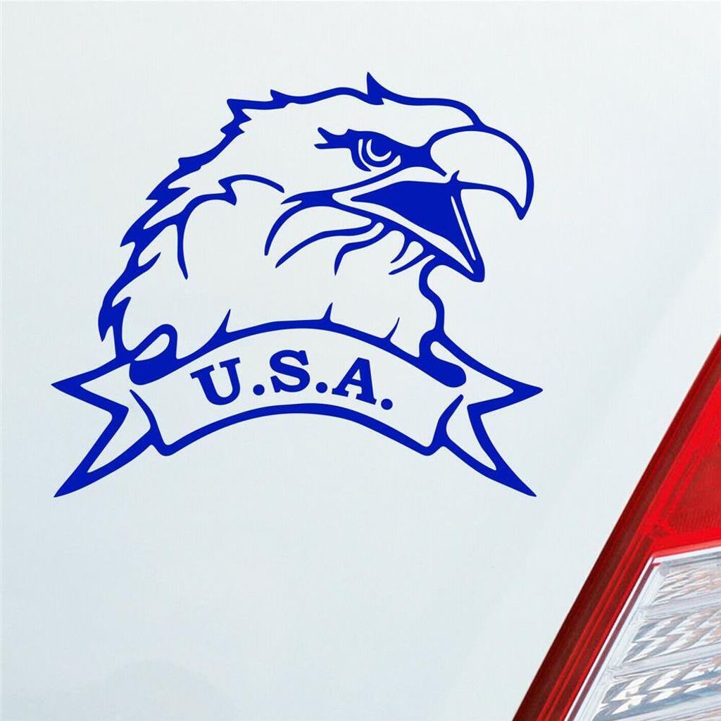 Auto Aufkleber USA Adler Eagle U.S.A. Amerika Tuning 12x10 cm Dunkelblau Sticker Heckscheibenaufkleber