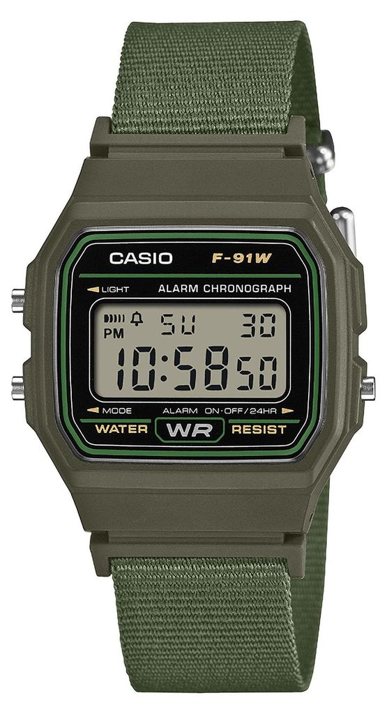 Casio Armbanduhr F-91WF-3AEF digital mit Textilarmband grün Produktbild 