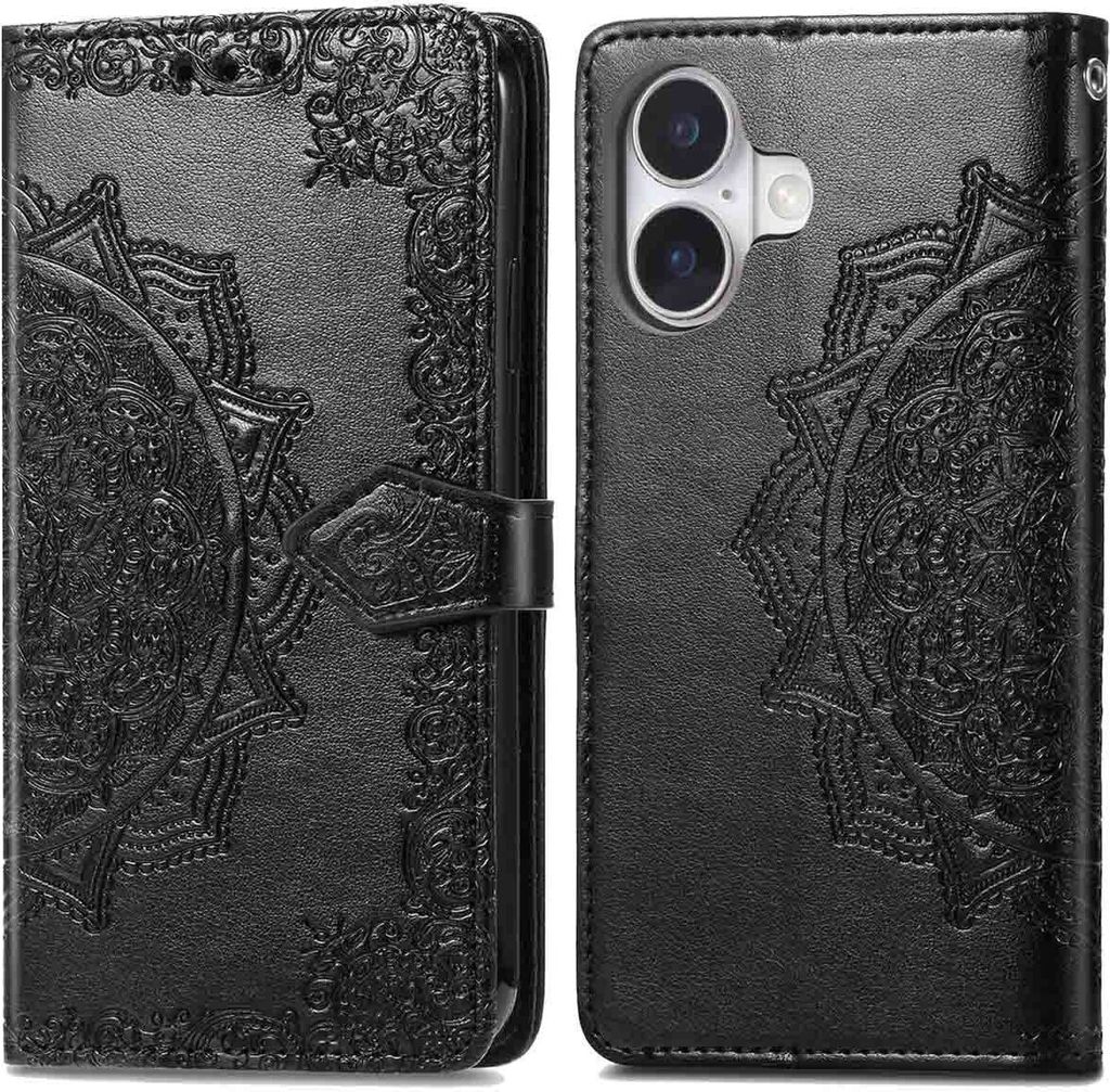 imoshion Mandala Klapphülle iPhone 16 - Schwarz