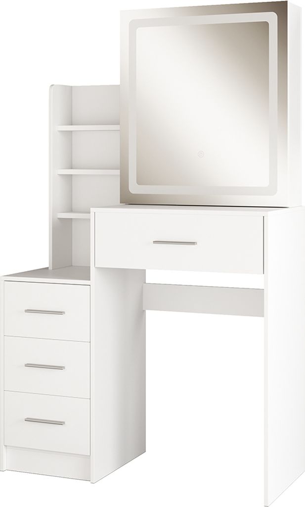 Coiffeuse Vicco Lisca Blanc 80cm avec miroir LED, Model Image du produit 