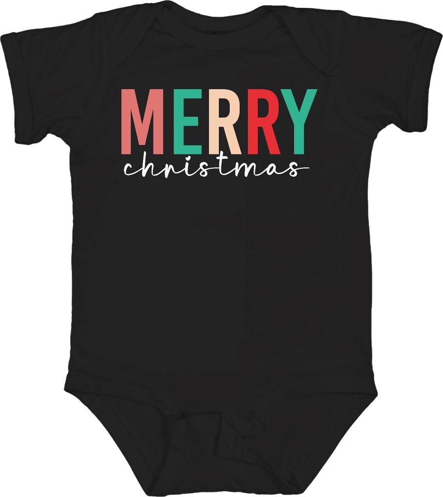 Merry Christmas Spruch - Weihnachten Weihnachtsgeschenk Christmas Unisex Baby Body, Schwarz, 3/6