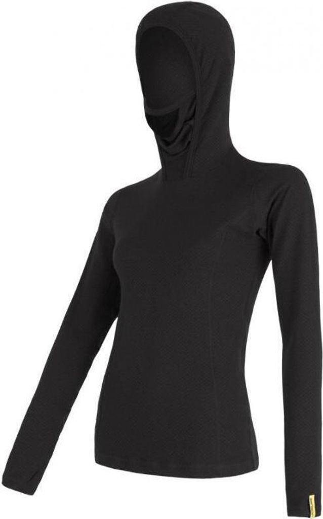 T-shirt Sensor Merino Double Face Damen lang mit Kapuze schwarz größe M 16200107-01