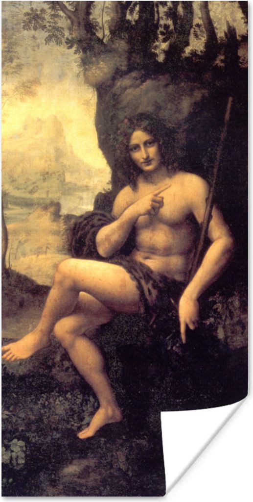 MuchoWow Poster Der heilige Johannes in der Wüste - Leonardo da Vinci 20x40 cm - Plakat - Foto
