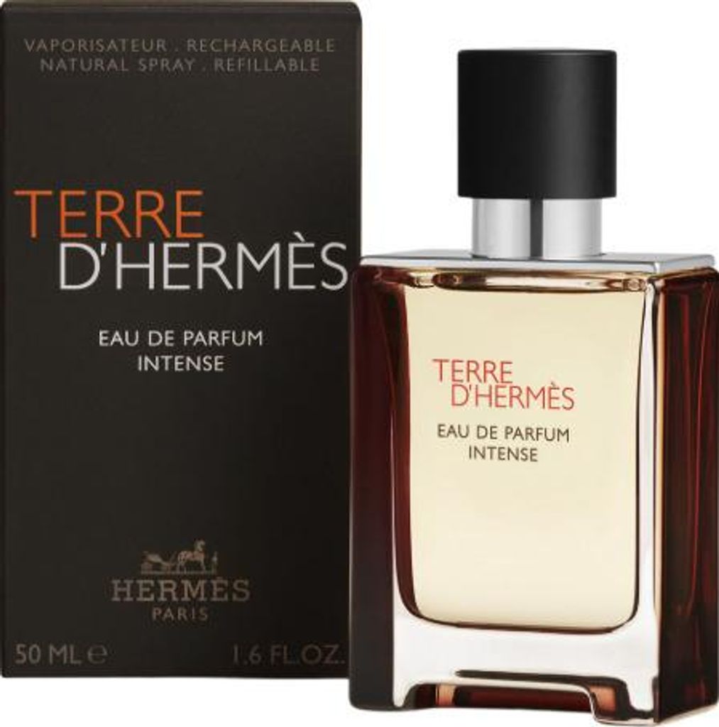 A product shot of a perfume bottle and its packaging.