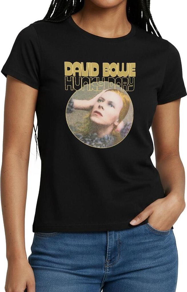 Spreadshirt David Bowie Hunky Dory Album Cover Frauen T-Shirt, XXL, Schwarz
