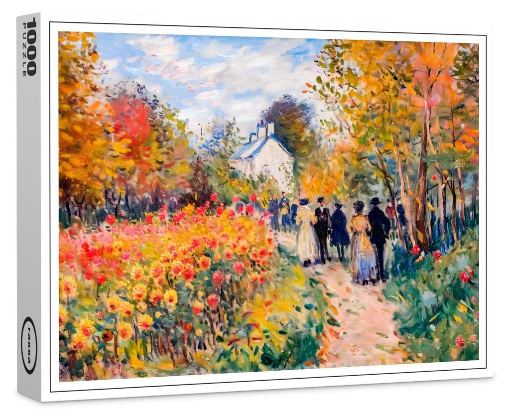 raxxa Premium-Puzzle „Impressionistischer Garten – Kunsttasse: Herbstlicher Dahliengarten-Spaziergang“, 1000 Teile
