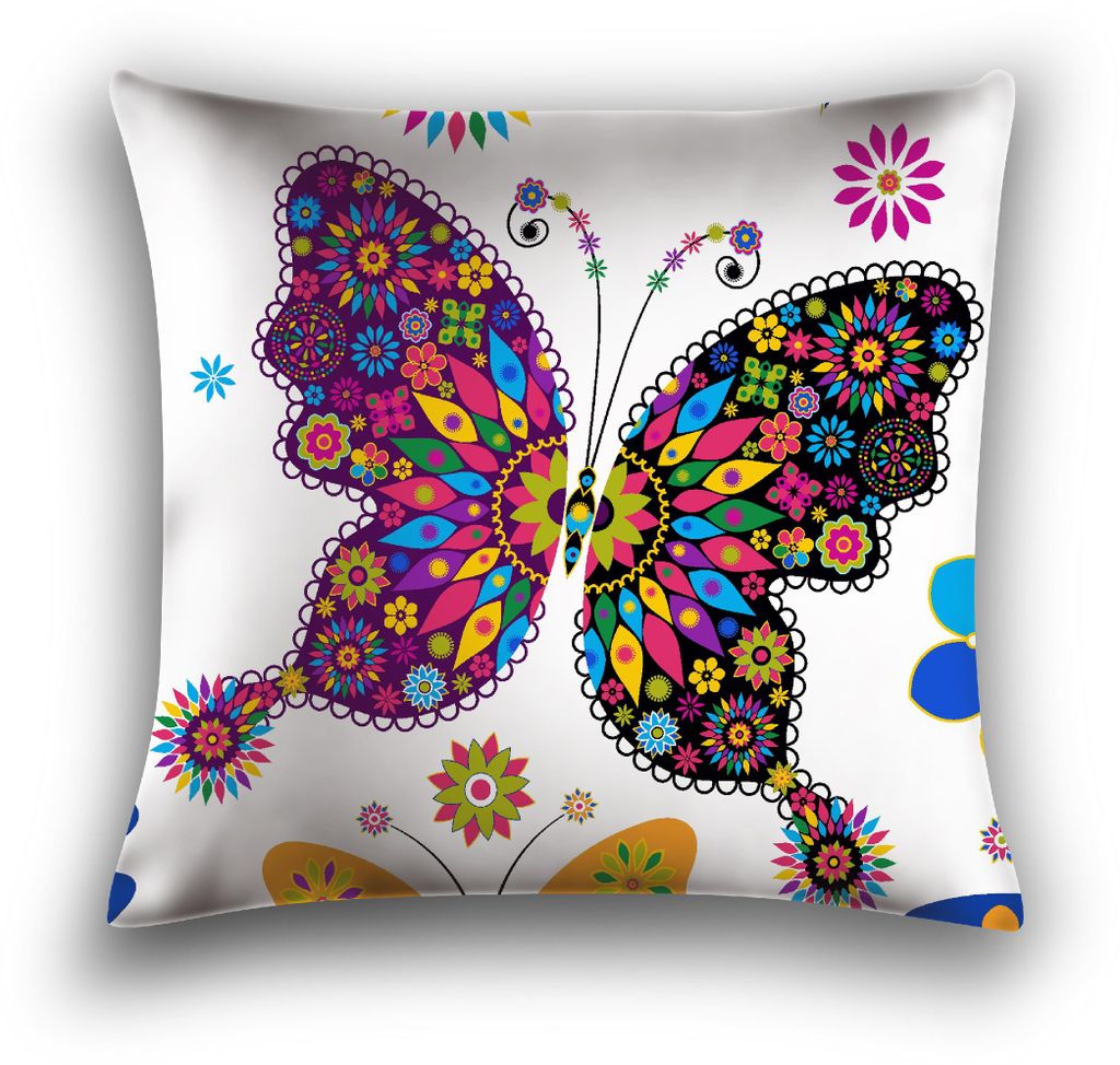 Mikrofaser-Kissenbezug „Bunter Schmetterling“, 45 x 45 cm, Produktbild 