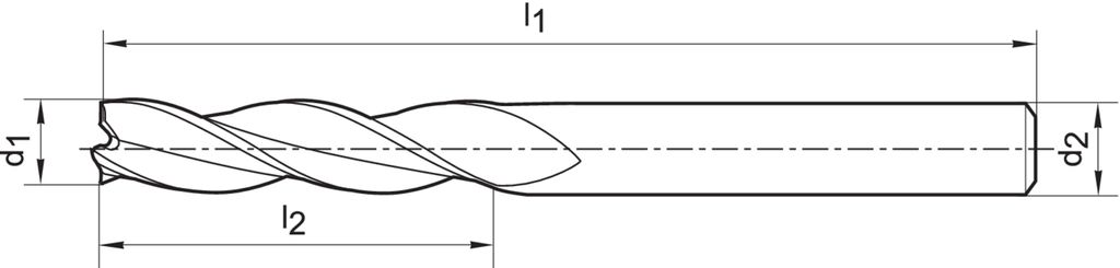 FORMAT Schaftfräser WN VHM 16,0 mm extra lang HB Z 3, Durchmesser:8,00 mm, Typ:Typ N, Schneidstoff:VHM