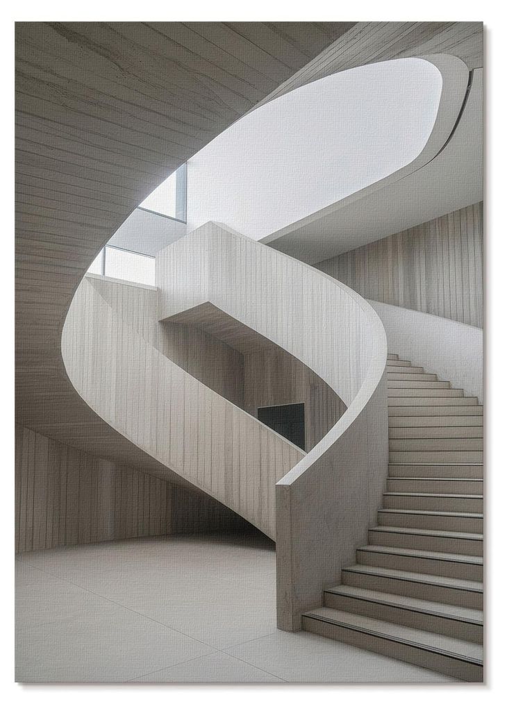 POSTER - 42x59 cm (A2) - Sofia "Echo" Lund - Moderne Wendeltreppe in einem eleganten Interieur - Wandbild für Wohnzimmer Schlafzimmer & Flur, Mode...