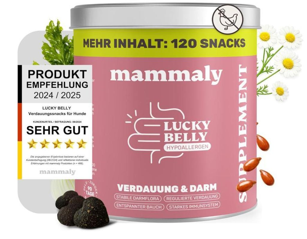 mammaly Lucky Belly Hundesnacks – 9-in-1 Probiotika Drops Produktbild 