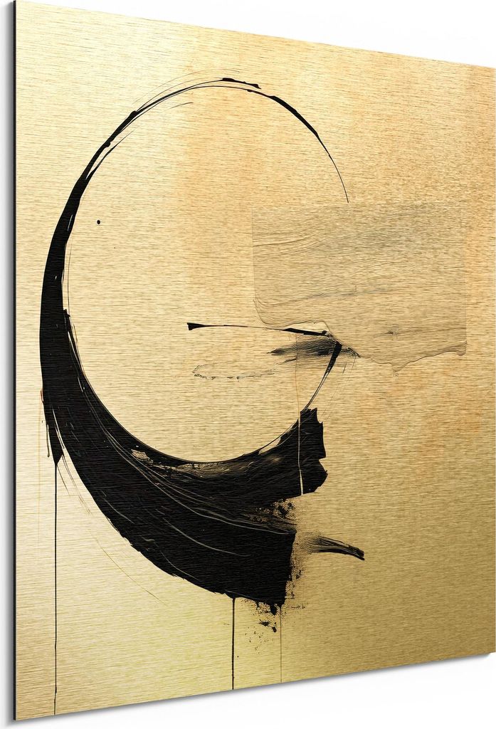 DEQORI Alu-Dibond Bild Gold 30x30 cm 'Zen im Impuls' Wandbild Metall dünn Design