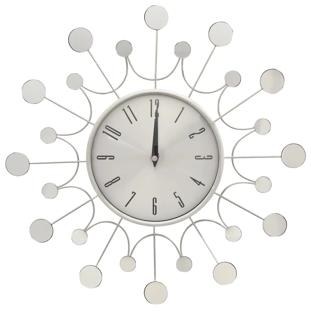 Horloge Murale Argentée 40 cm Métal Idéale pour Bureau et Salon Moderne