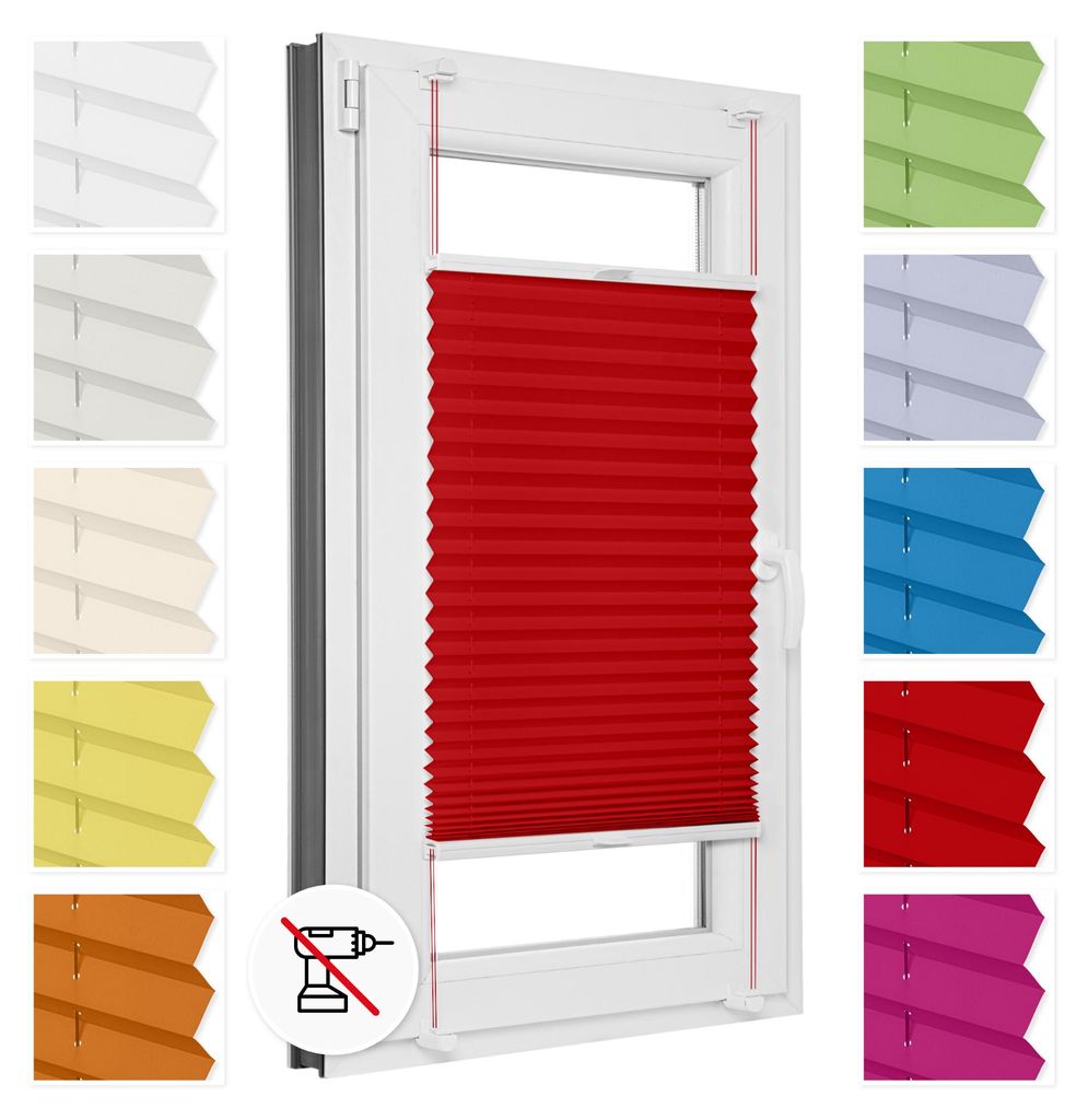 Estika Plissee Klemmfix ohne Bohren - 50 x 150 cm - Rot - Produktbild 