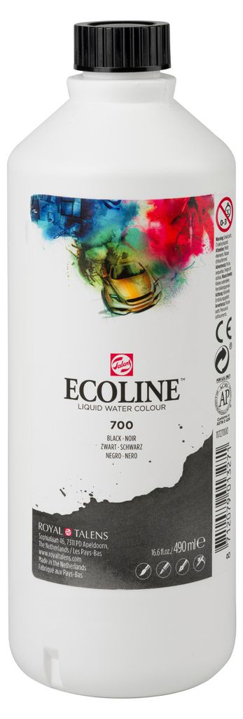 Ecoline tekutá akvarelová láhev 490 ml černá 700 Obrázek produktu 