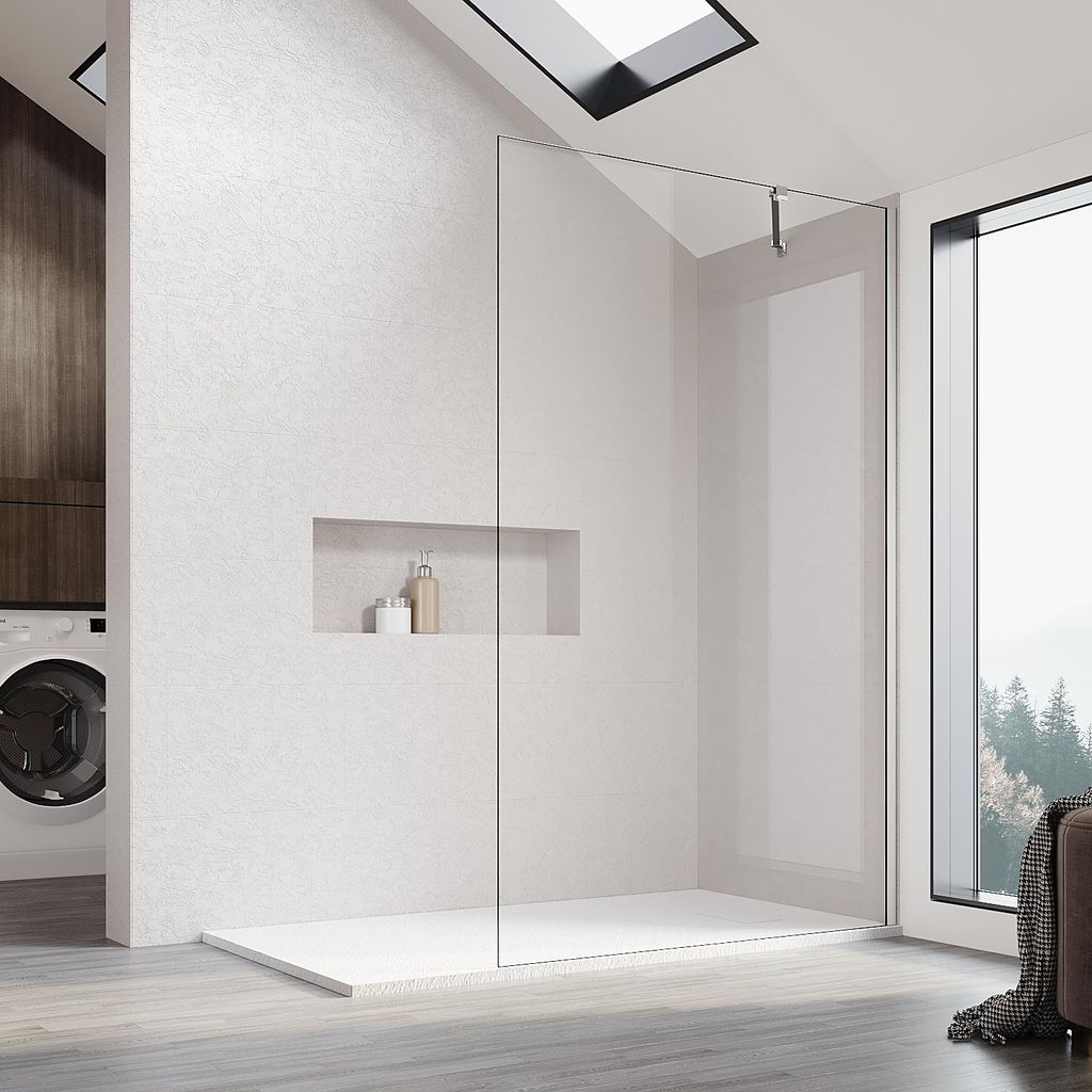 SONNI Duschwand 70 x 200 cm Walk in Dusche 8 mm NANO Glas Duschabtrennung inkl. 100 cm Stabilisator