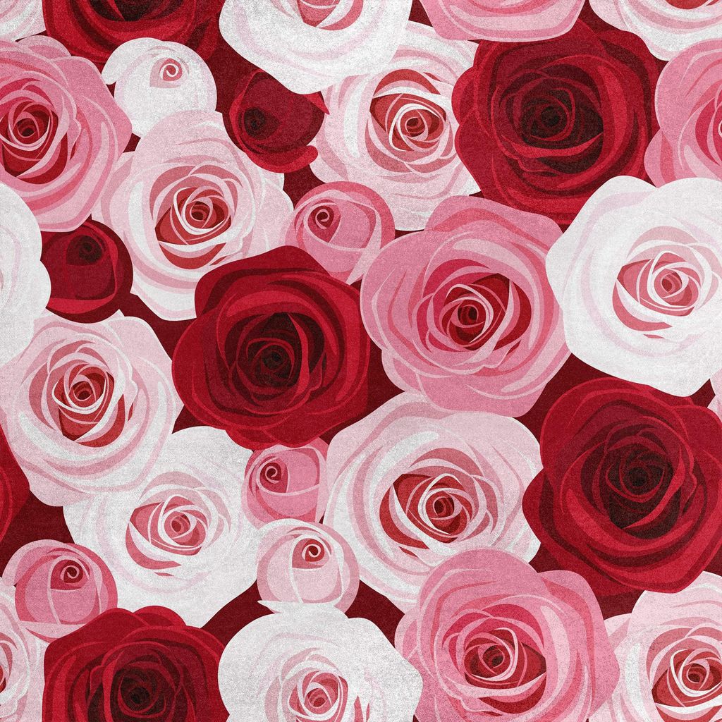 Royal Samt Stoff Polyester Zum Nähen - Motiv Rote und rosa Rosen