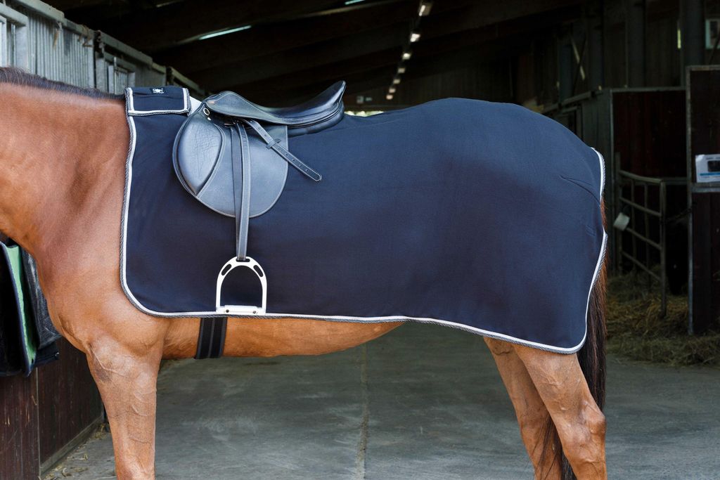 RIDING WORLD Outdoordecke Nierendecke Polarfleece 220D, Farbe:schwarz/grau, Größe: 125 cm