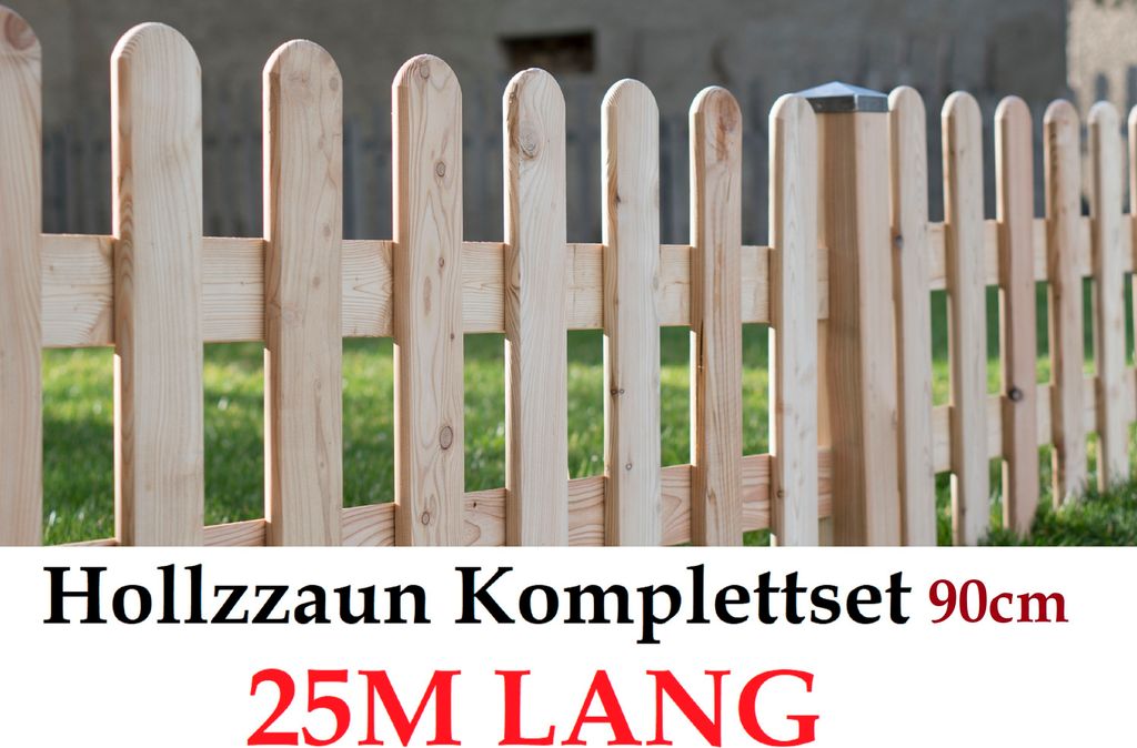 Gartenzaun 90cm x 25m Sibirische Lärche Form Zaun-Set