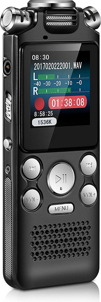 8 GB Diktiergeraet, Geraeuschunterdrueckung, Audiorecorder, Doppelmikrofon fuer HD-Sprachaktivierte Aufnahme, Metallgehaeuse