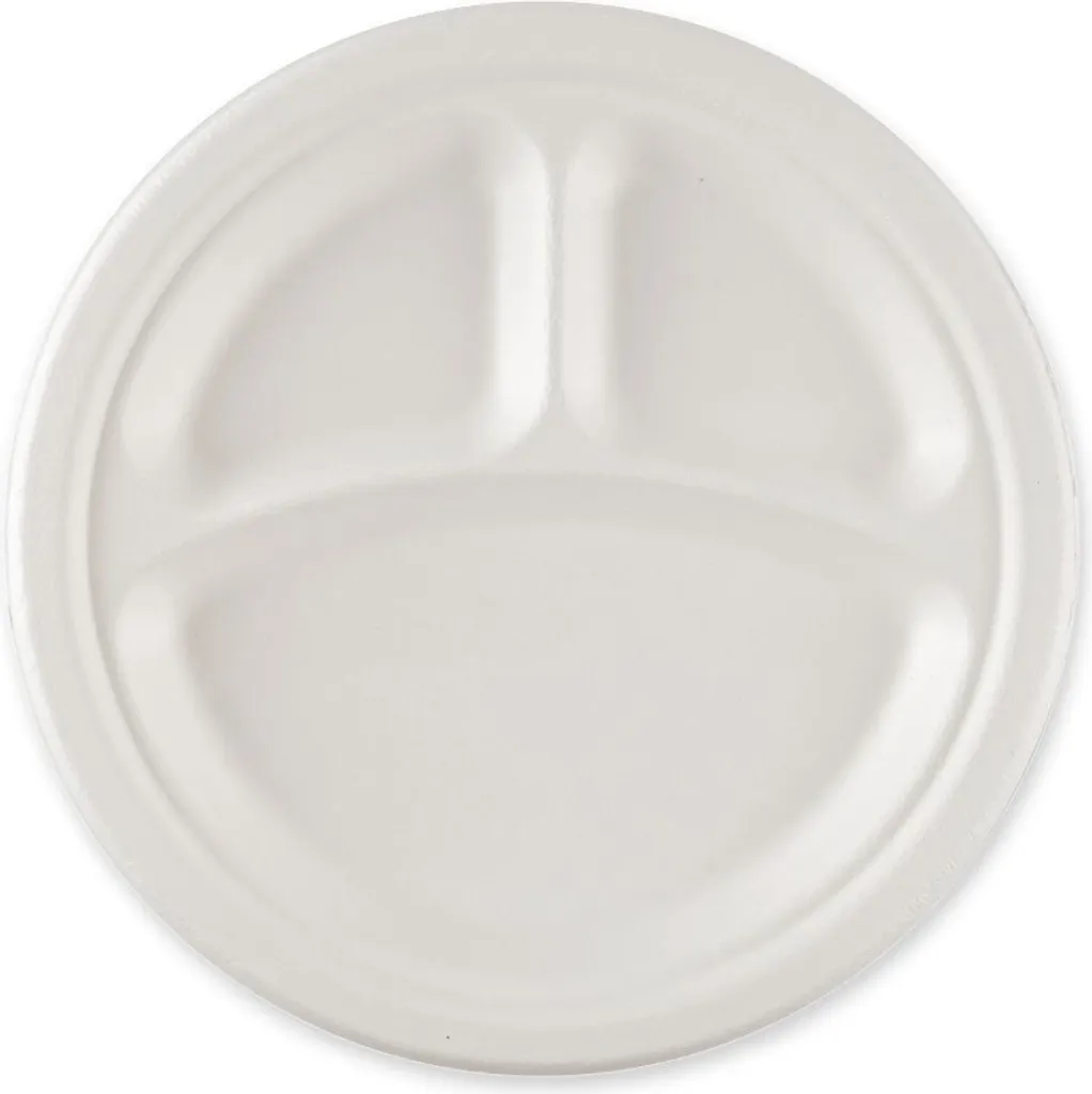 Assiette Écologique Blanche à 3 Divisions NATUREStar en Sucre Ø 26cm