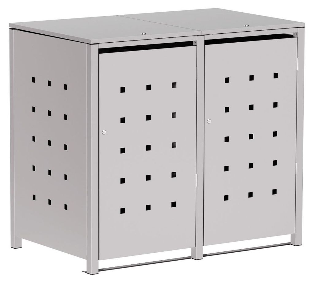 Mülltonnenbox Wilhelm 2er 240L in Hellgrau-Metallic