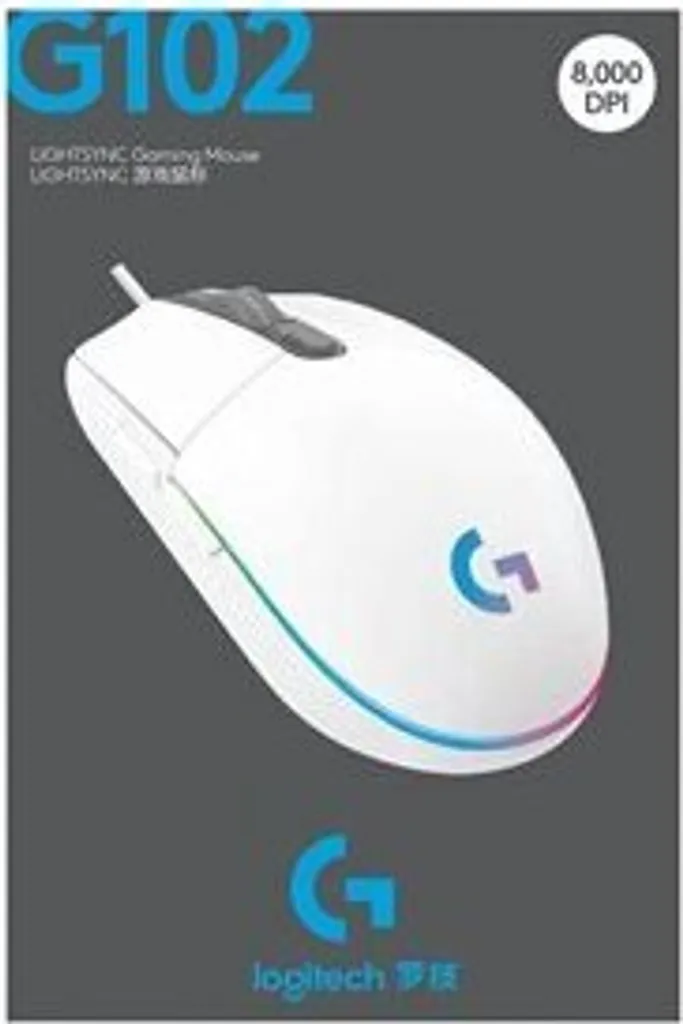 Souris Logitech G102 LIGHTSYNC Blanche - 8000 DPI et RVB Personnalisé