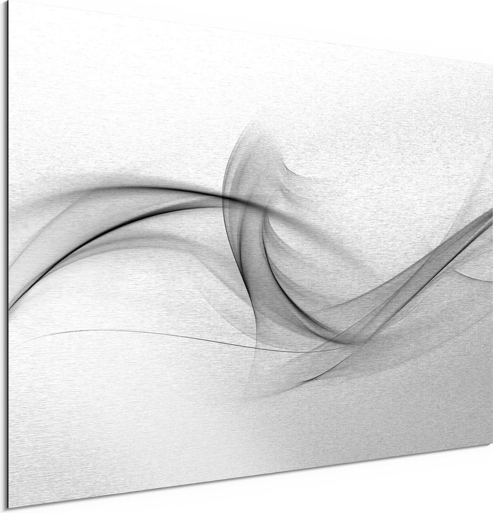 DEQORI Alu-Dibond Bild Silber 60x40 cm 'Rauchige Nebelschwaden' Wandbild Metall dünn