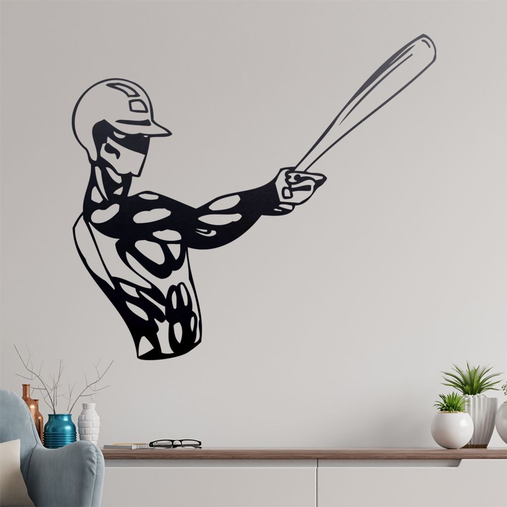 Baseball Spieler Wandtattoo in 6 Größen - Wandaufkleber Wall Sticker - Dekoration, Küche, Wohnzimmer, Schlafzimmer, Badezimmer